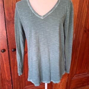 Peruvian Connection Green V-Neck Long Sleeve Top - Size M